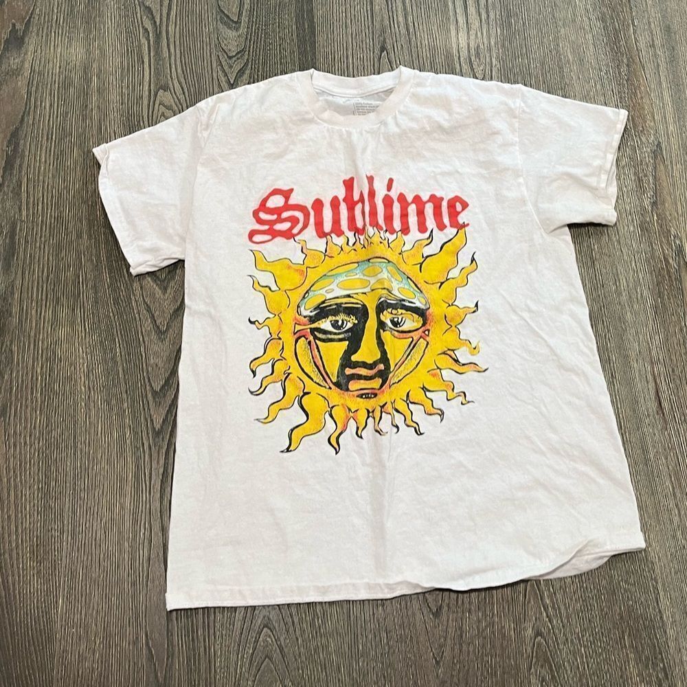 Sublime Graphic Band T-Shirt Crew Neck Short Sleeve Lightweight White Sz Medium